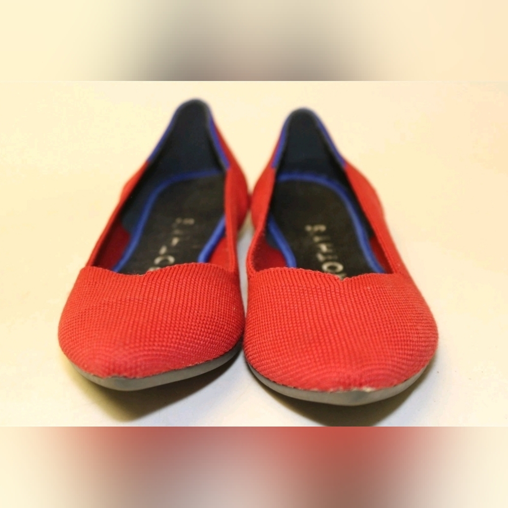 Rothy's Bright Red Textile Ballet Flat Women Size 7.5 38 The Point Comfort Shoes - Picture 8 of 14